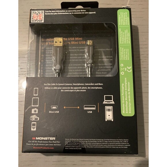 Monster USB Mini High Speed USB to USB Mini Connect ~ Connecter NEW Boxed - Picture 3 of 3